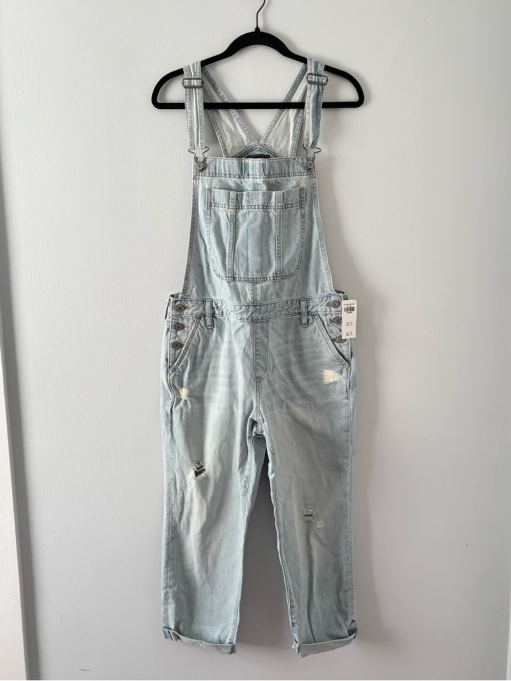 Abercrombie & Fitch NWT Distressed Denim Overalls Jumpsuit One Piece Pockets